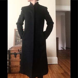 Long Black Wool Vintage Winter Coat